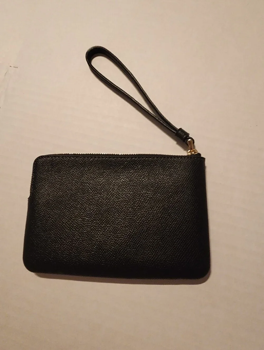 Coach Black Leather Zip Wristlet